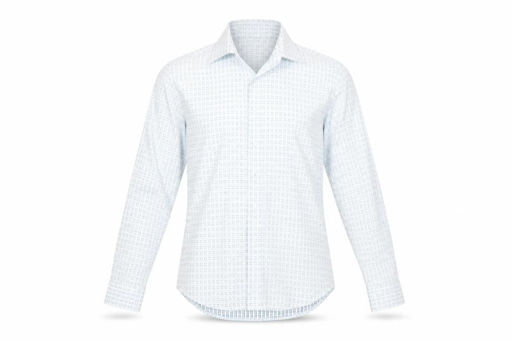 Refined Men's White Blue Geometric Shirt S