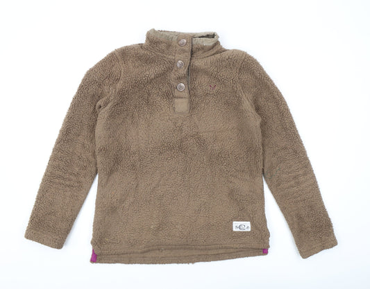 Crew Clothing Co Women’s Brown Fleece Henley Sweatshirt Size 12