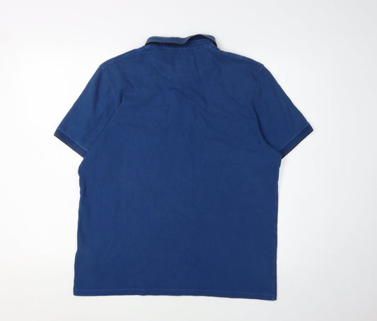 Ted Baker Men's Blue Polo Shirt, L, Solid Cotton