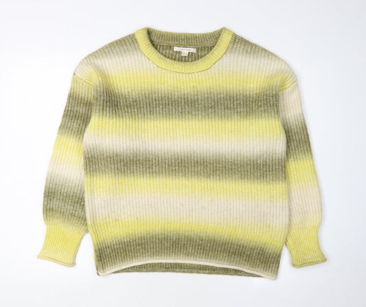 White Stuff Women's Green Striped Pullover Jumper Size 12