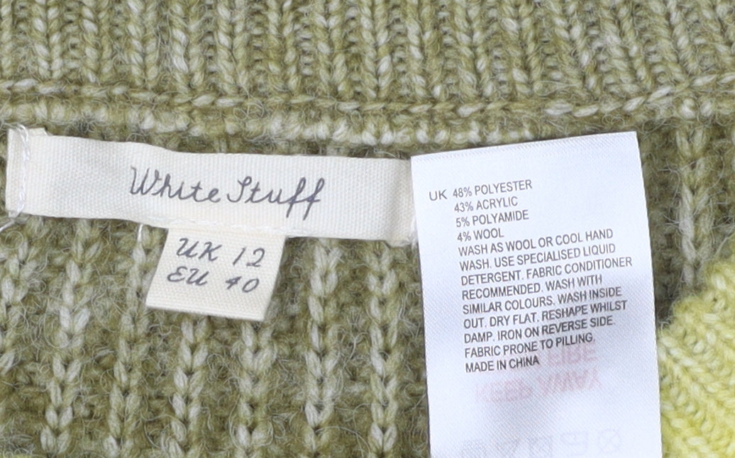 White Stuff Women's Green Striped Pullover Jumper Size 12