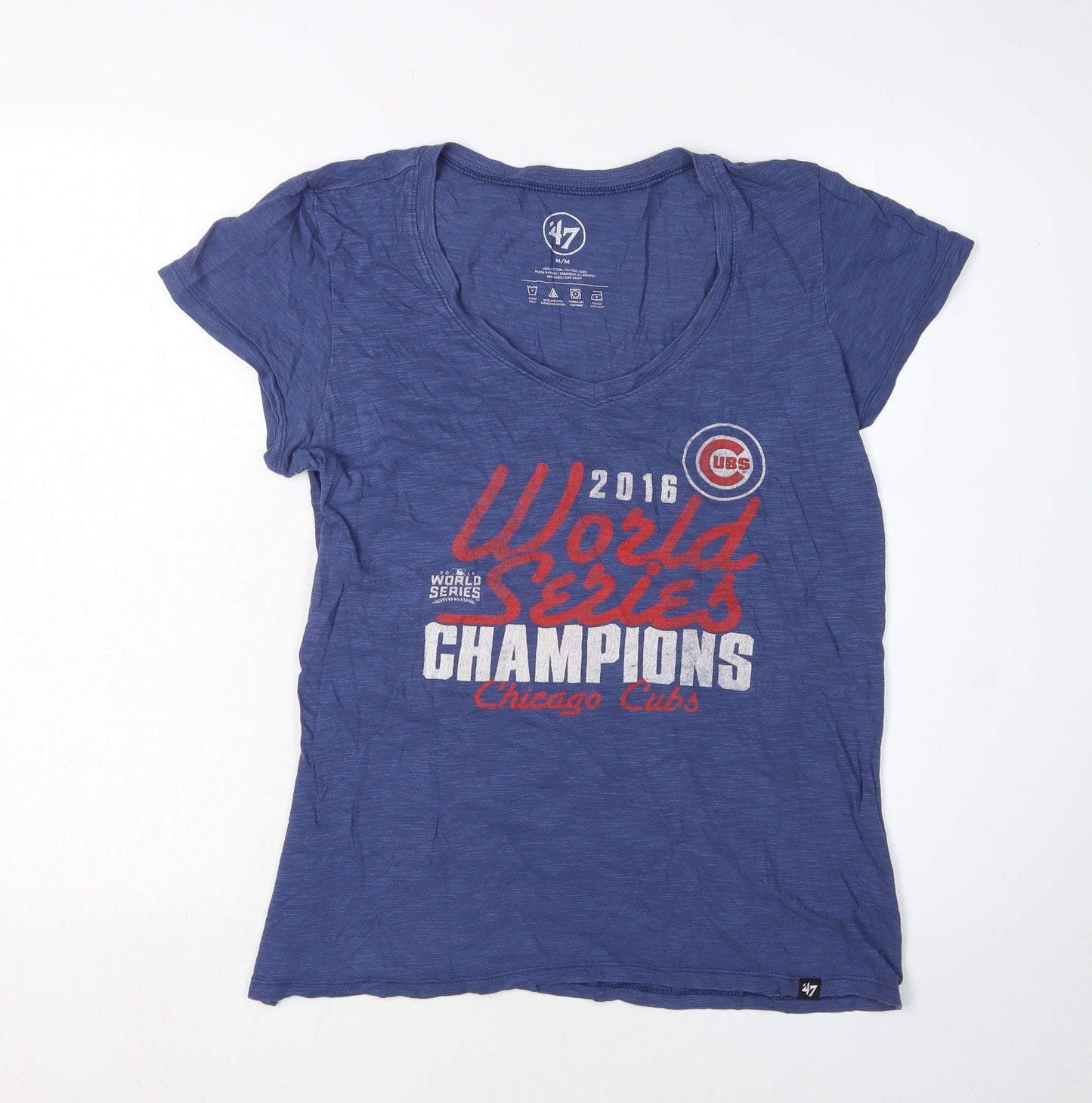 47 Women's Blue V-Neck T-Shirt, Medium, Casual Sportswear