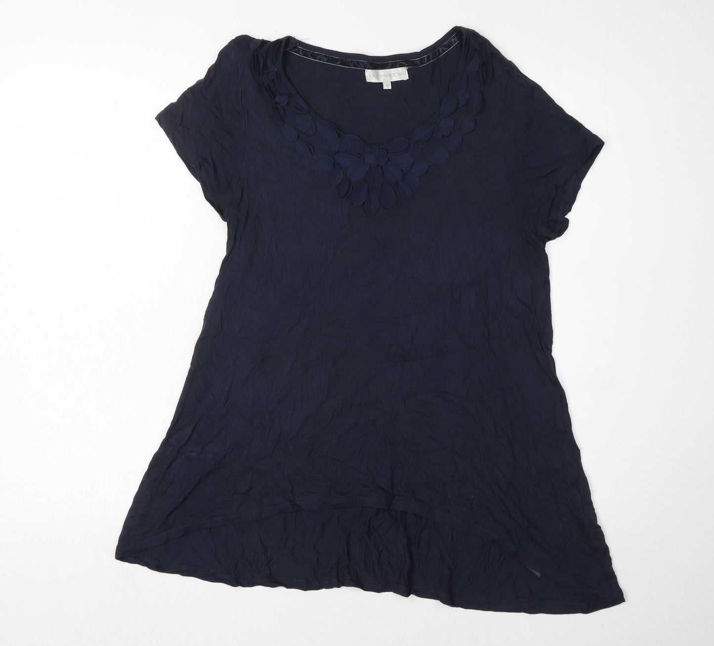 RJR John Rocha Women's Blue V-Neck T-Shirt Size 12