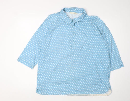 WoolOvers Women's Blue Polka Dot Button-Up Shirt L