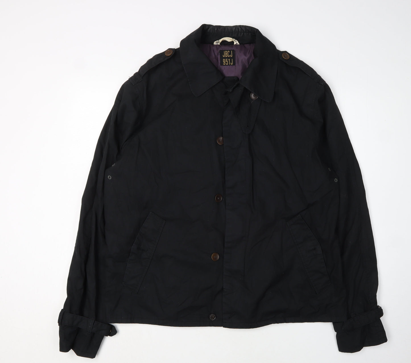 JBCJ Men's Black XL Trench Coat, Cotton Shell