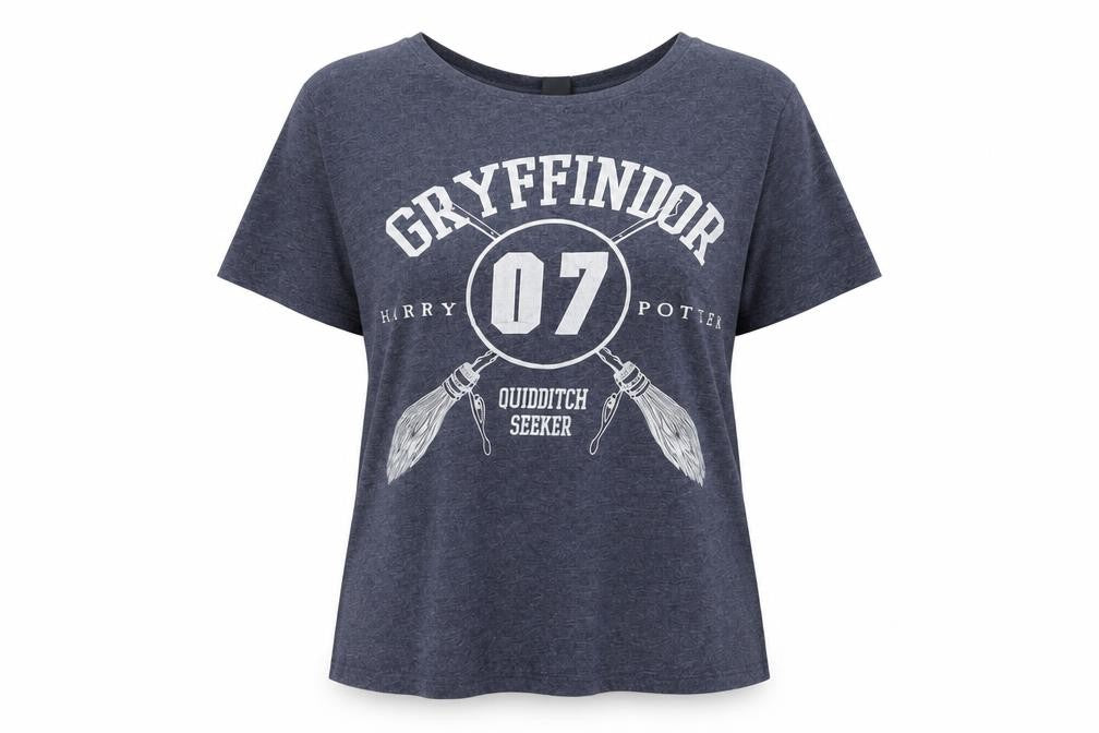 Unisex Adultss UK Size 14 Harry Potter Blue Cotton Blend T-Shirt