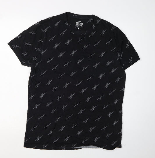 Hollister Men's Black Graphic Print T-Shirt Size L
