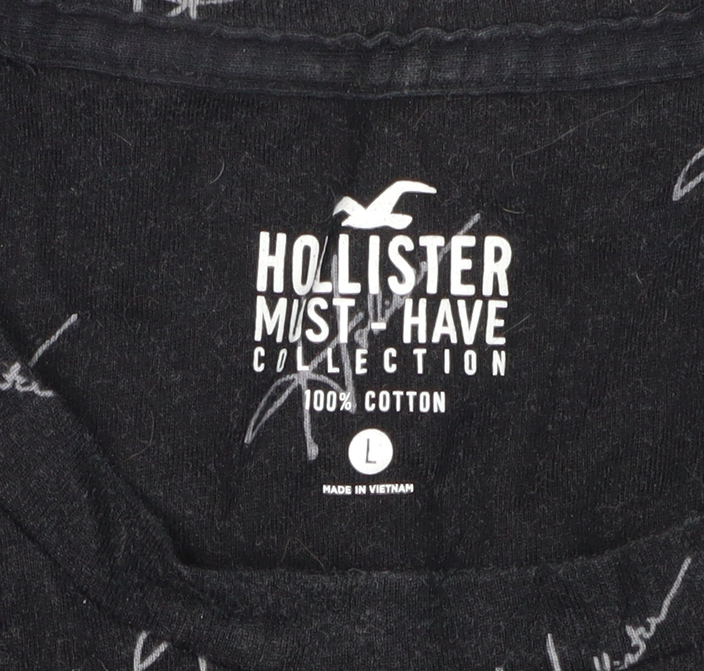 Hollister Men's Black Graphic Print T-Shirt Size L