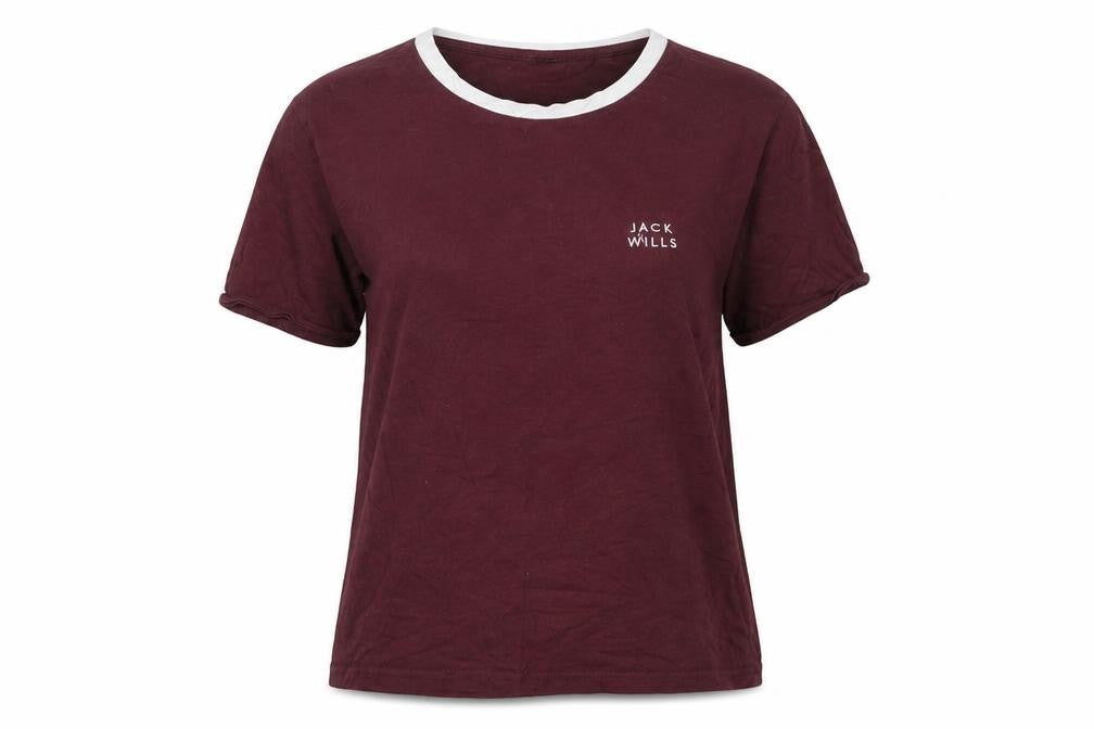 Womens UK Size 12 Jack Wills Red Cotton Blend T-Shirt