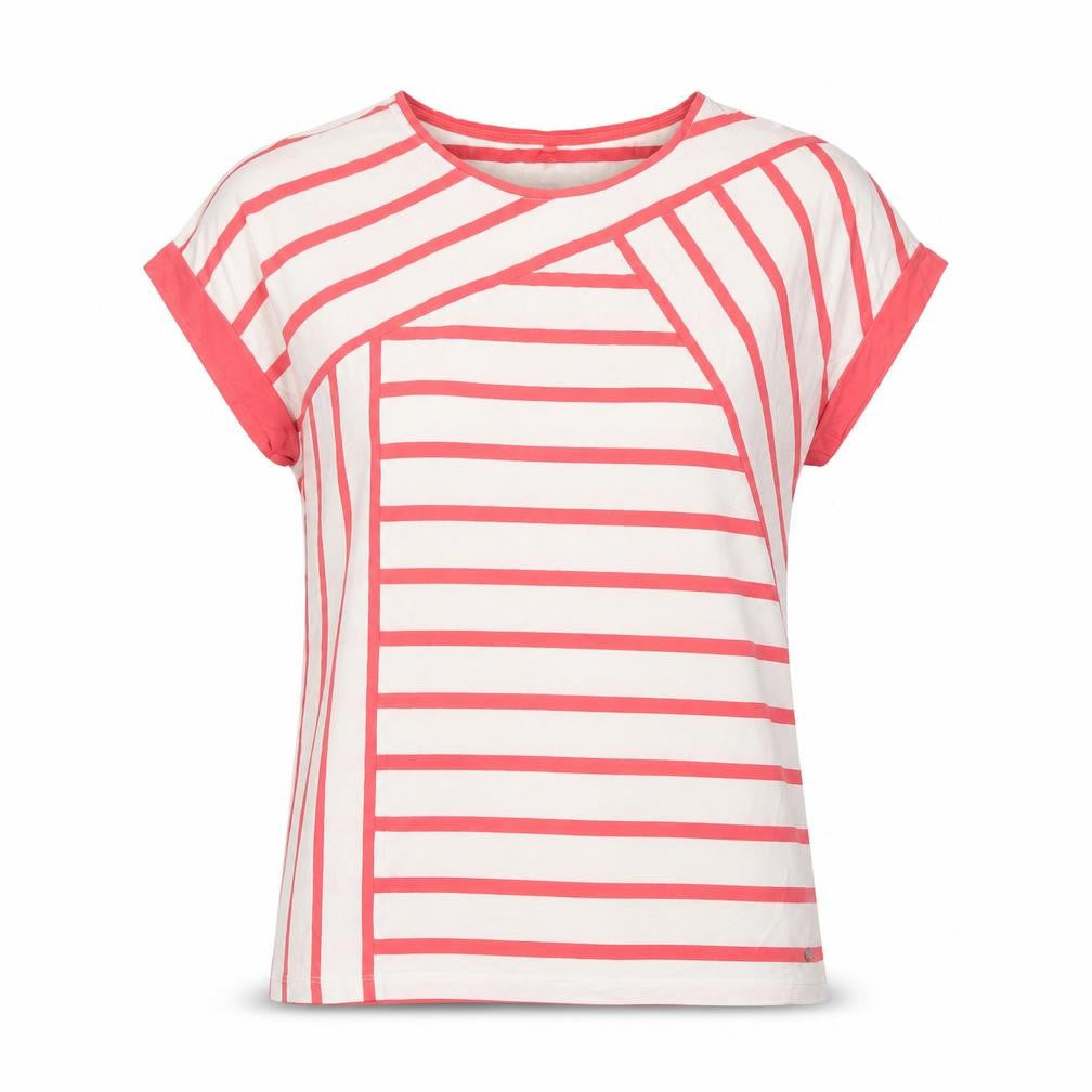 Gerry Weber Women's Striped T-Shirt, Size 12, Casual, Ivory/Pink