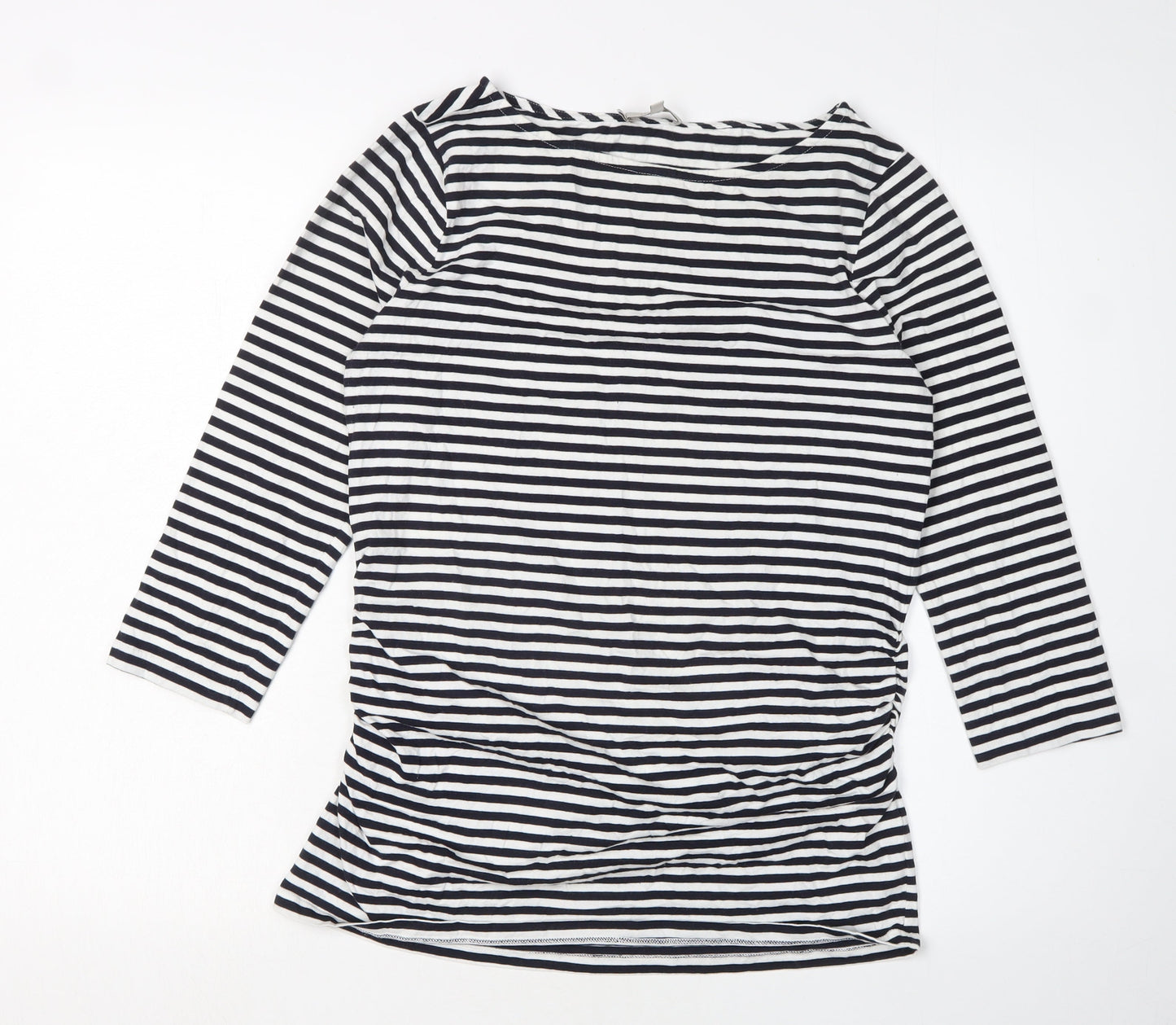 Hobbs Women's Black Striped T-Shirt, M, Boat Neck