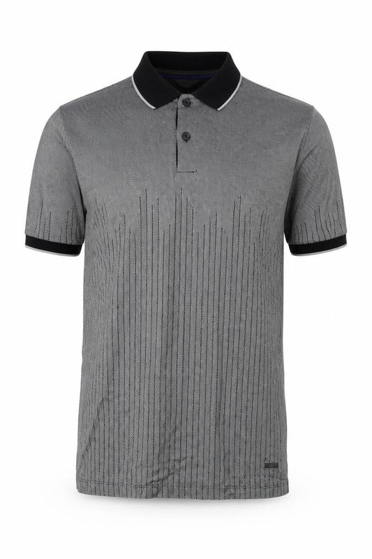 Calvin Klein Men's Grey Striped Polo Shirt Size S