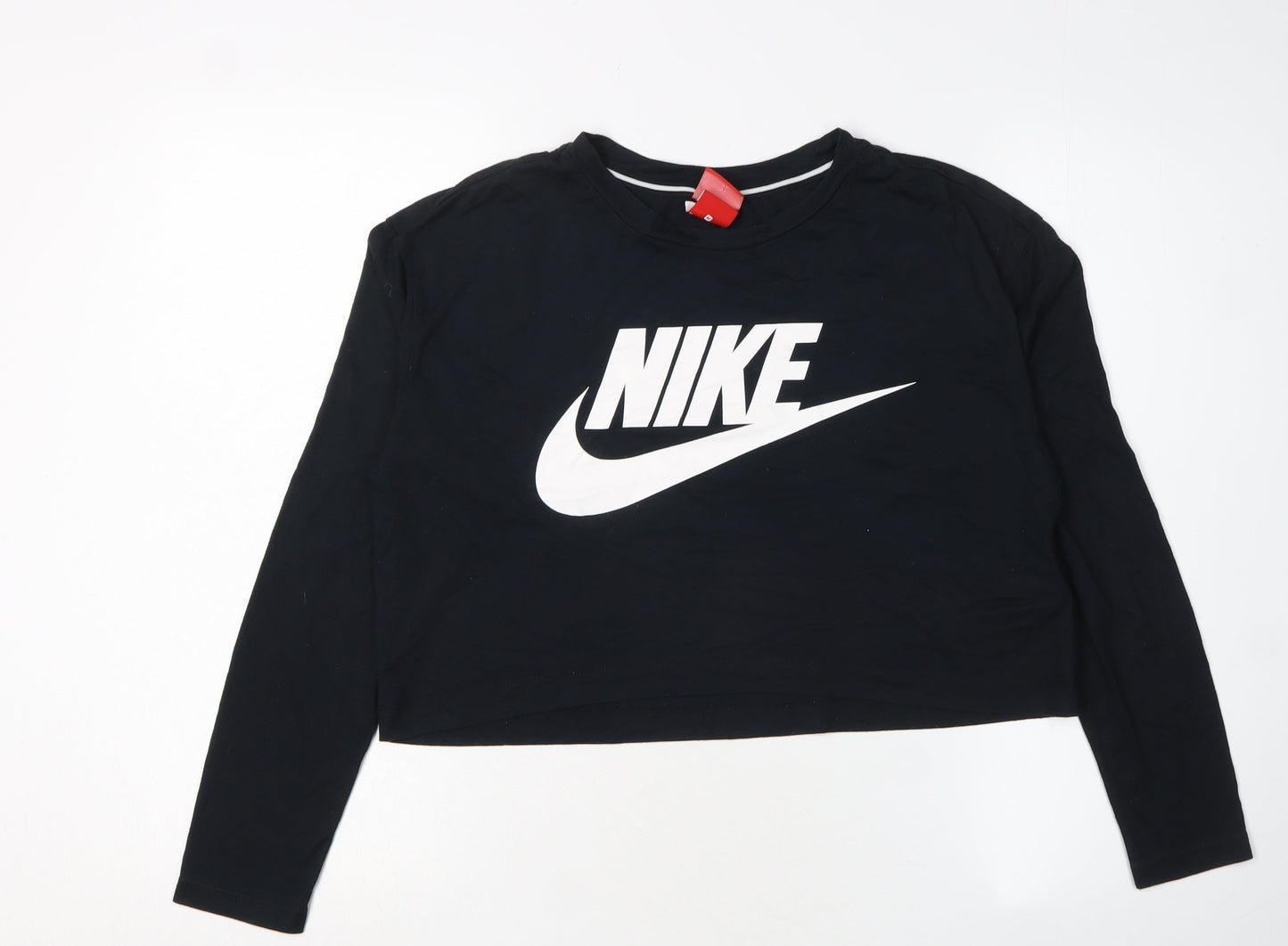 Nike Women's Black Cropped T-Shirt M Long Sleeve