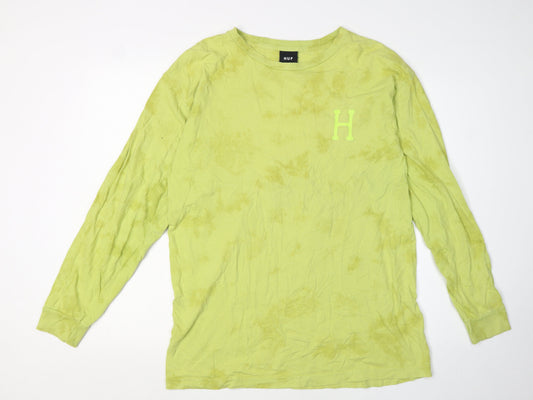 HUF Men's Green Long Sleeve Logo T-Shirt Size L