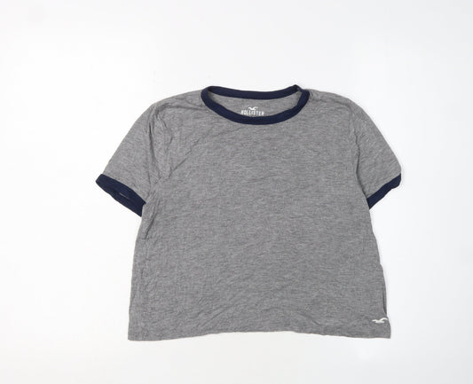 Hollister Womens Grey Cropped T-Shirt XS Casual