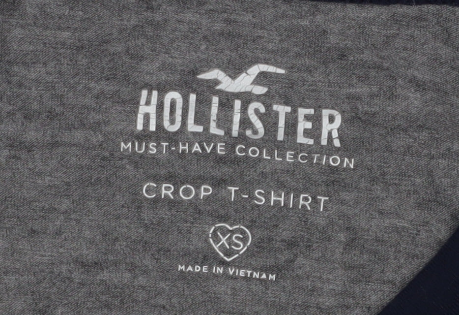 Hollister Womens Grey Cropped T-Shirt XS Casual