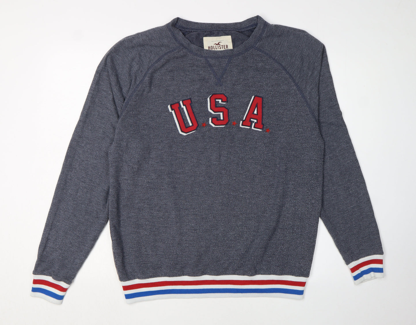 Hollister Men's Grey Pullover Sweatshirt M USA Logo