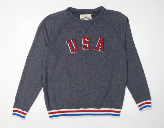 Hollister Men's Grey Pullover Sweatshirt M USA Logo
