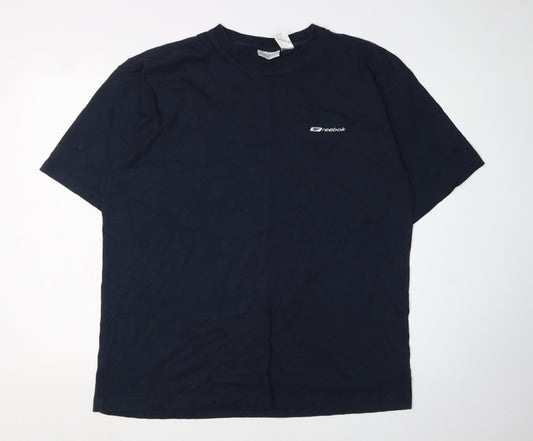 Reebok Men's Blue Cotton Crew Neck Logo T-Shirt XLT