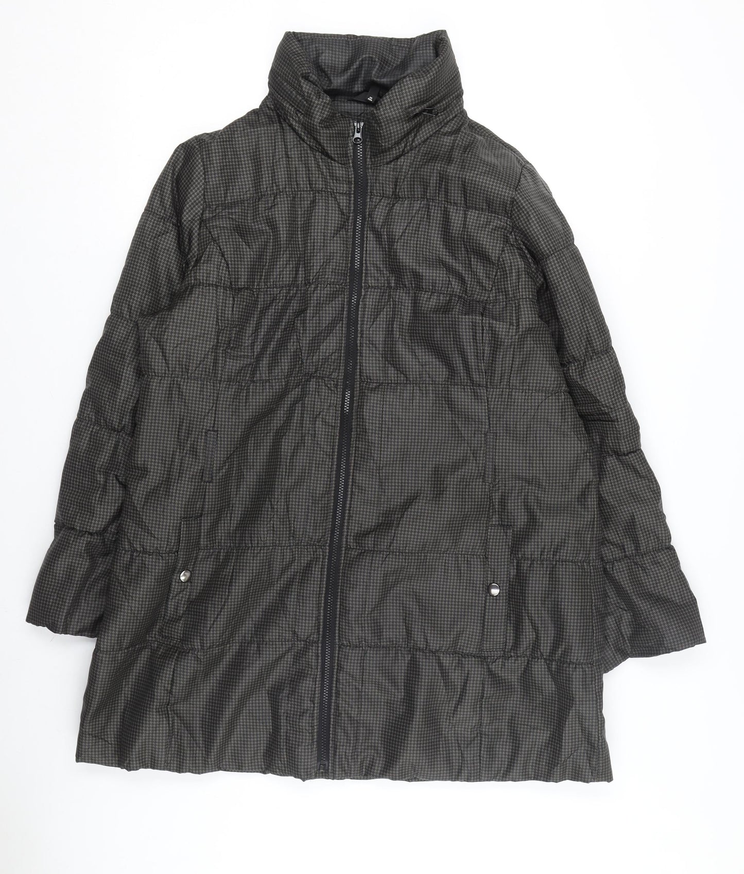Marks and Spencer Women's Black Check Puffer Coat L