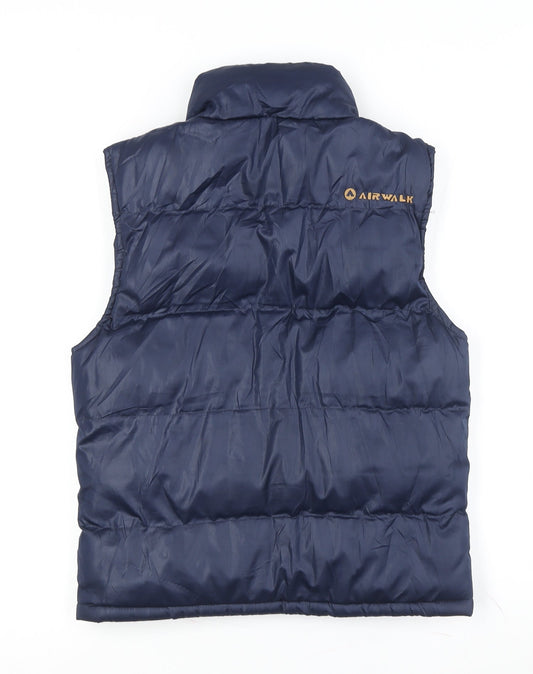 Airwalk Unisex Blue Puffer Waistcoat Full Zip Size 7/8