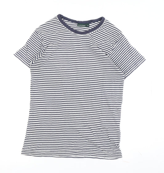 Racing Green Women's Blue Striped Jersey Crew Neck T-Shirt