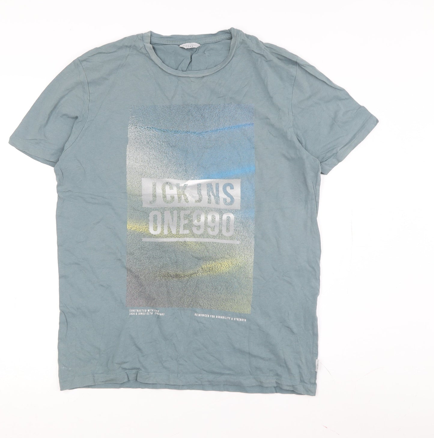 Jack & Jones Men's Blue Graphic Print T-Shirt L