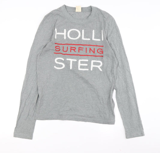 Hollister Teens Grey Long Sleeve Surfing T-Shirt S