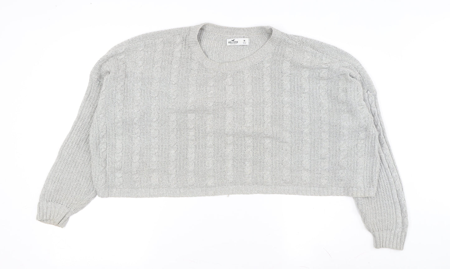 Hollister Women's Grey Cable-Knit Pullover Jumper M