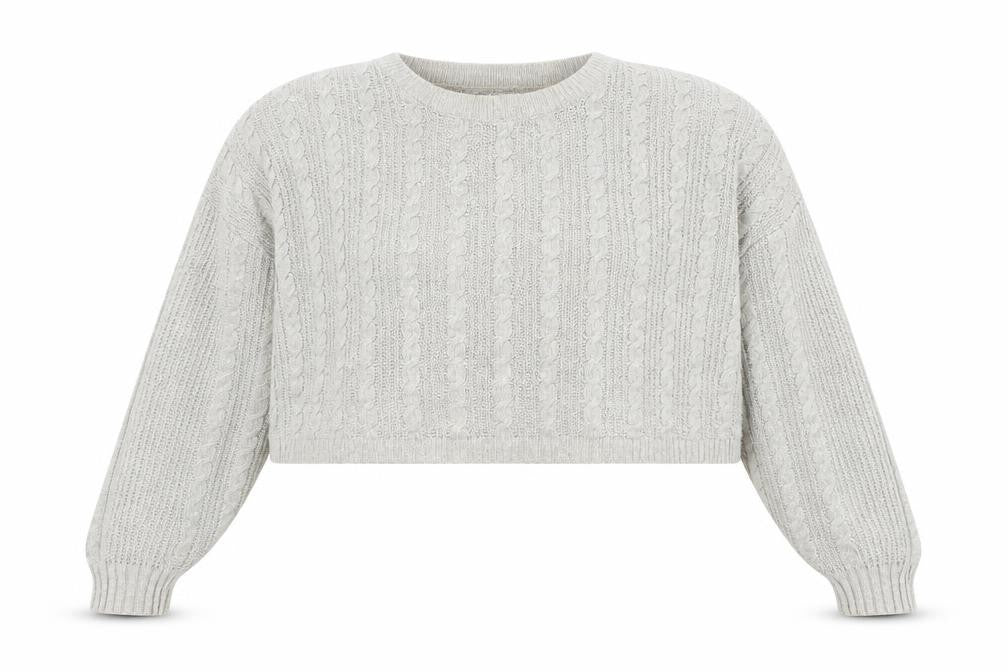 Womens UK M Regular Hollister Grey Pullover Cable-Knit