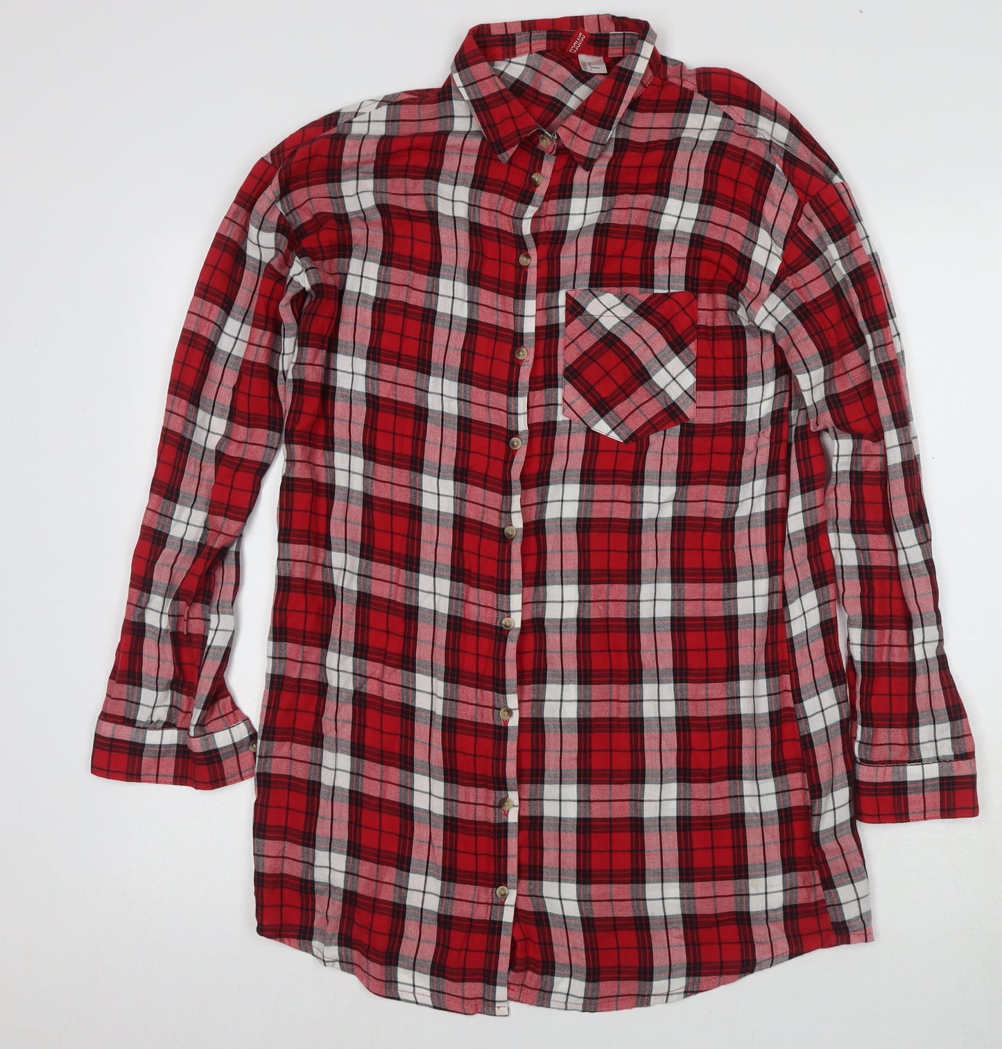 H&M Women’s Red Plaid Button-Up Shirt Size 6