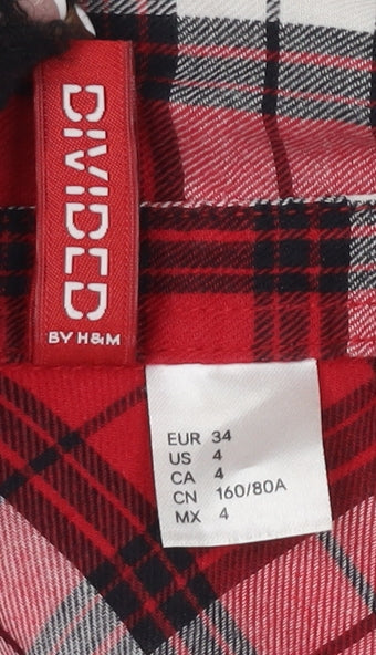 H&M Women’s Red Plaid Button-Up Shirt Size 6