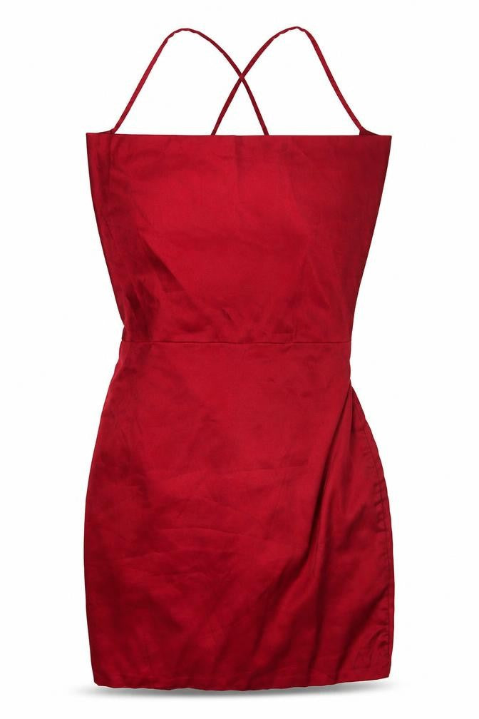 Oh Polly Womens Red Bodycon Dress UK 6 Spaghetti Straps