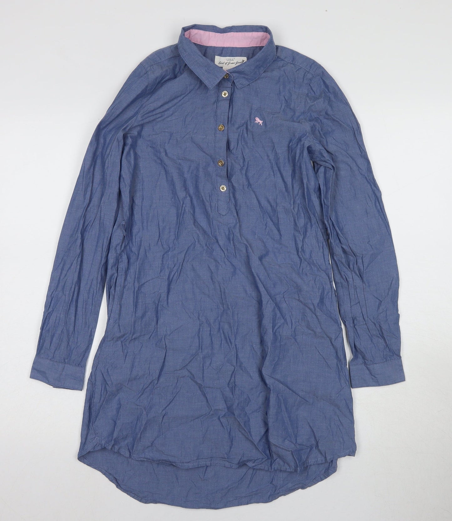 L.O.G.G. Girls Blue Midi Shirt Dress Cotton 12-13Y Casual