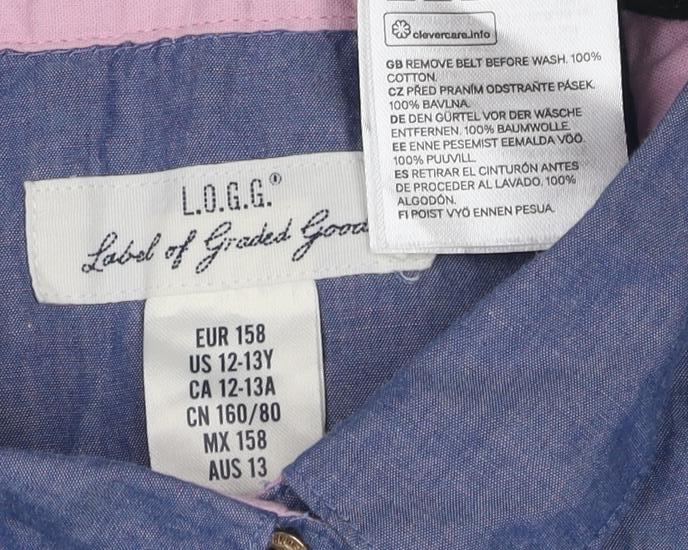 L.O.G.G. Girls Blue Midi Shirt Dress Cotton 12-13Y Casual