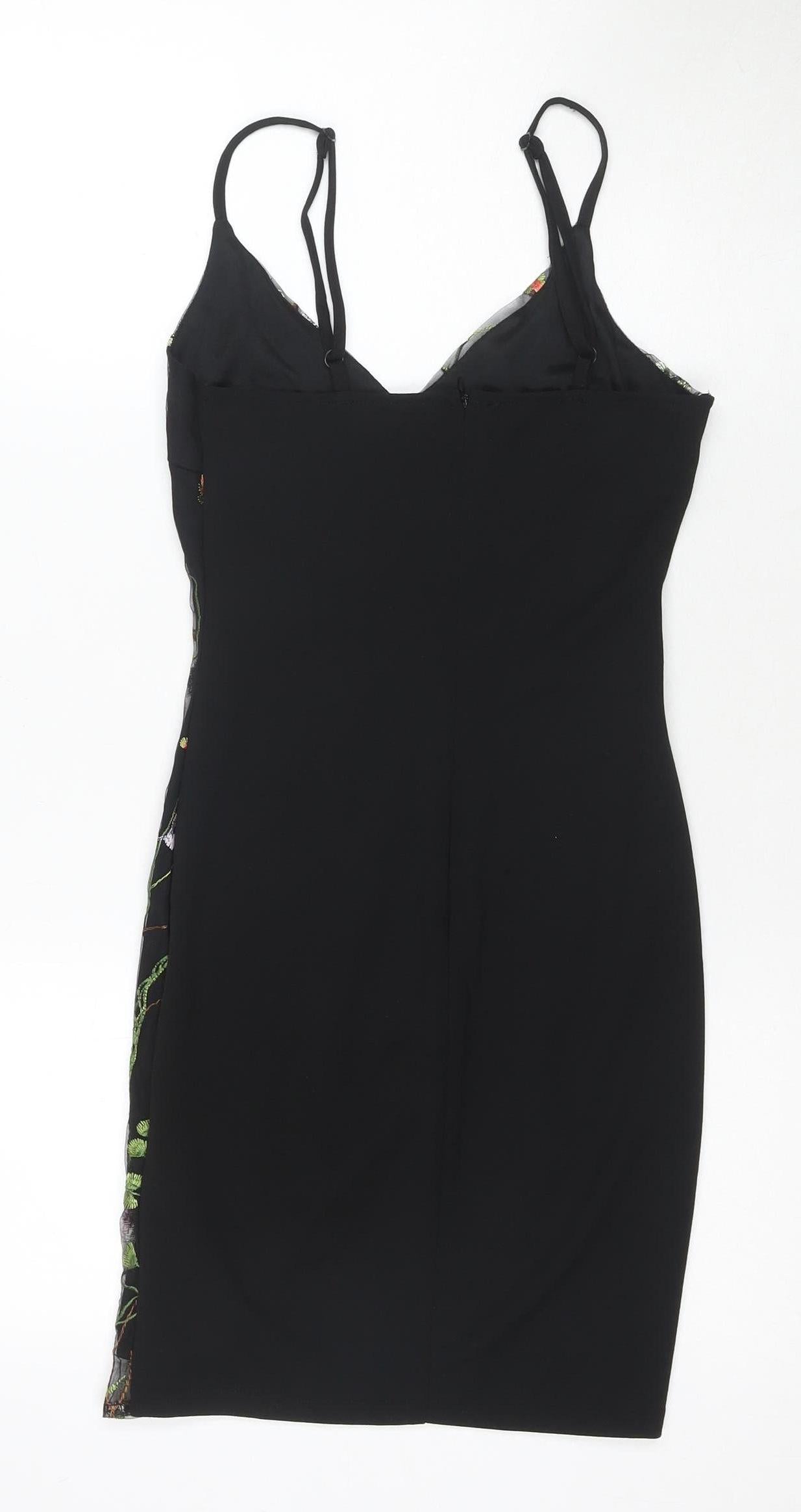 Quiz Women's Black Floral Slip Dress, Size 6, Party Wear