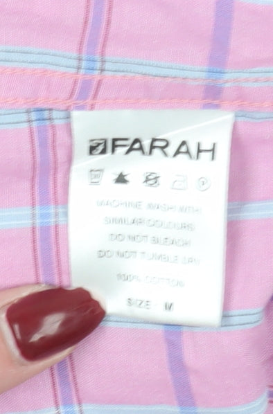 Farah Men's Pink Check Button-Up Shirt M