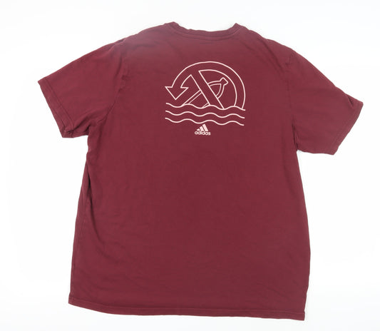 Adidas Men's Red XL Recycled Cotton T-Shirt