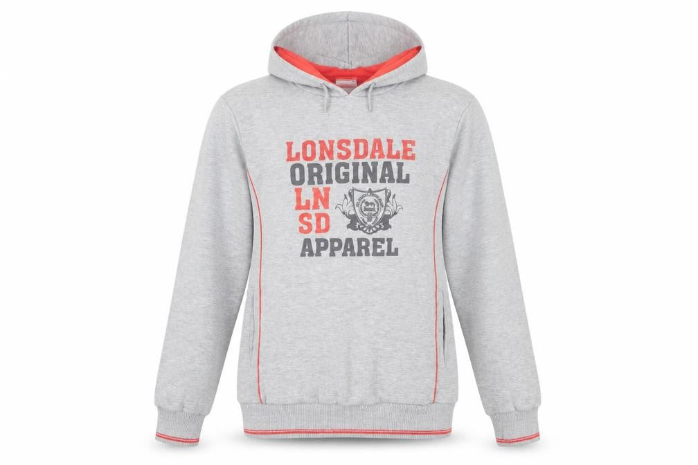 Unisex Adults UK 12 Regular Lonsdale Grey Pullover Hoodie