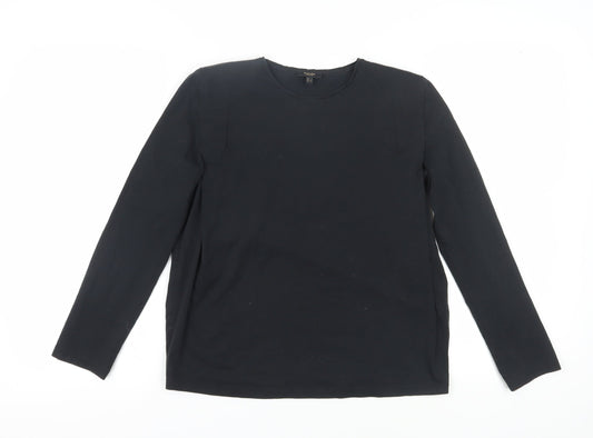 Massimo Dutti Women's Black Cotton Long Sleeve T-Shirt