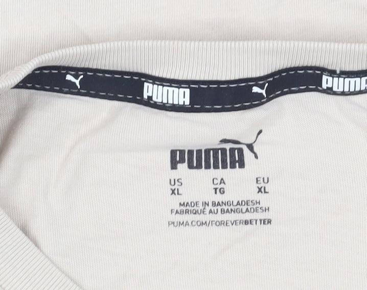 Puma Men's Beige XL T-Shirt, Crew Neck, Short Sleeve