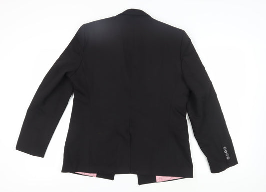 boohooMAN Men's Black Blazer, Size 38, Notch Lapel