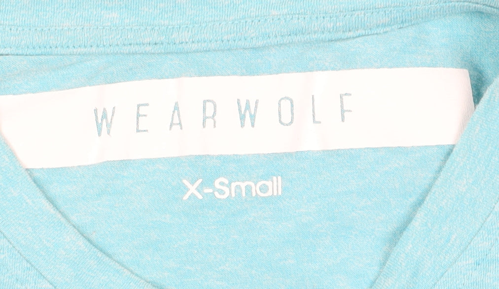 Unisex Adultss UK Size XS WEARWOLF Blue Polyester T-Shirt