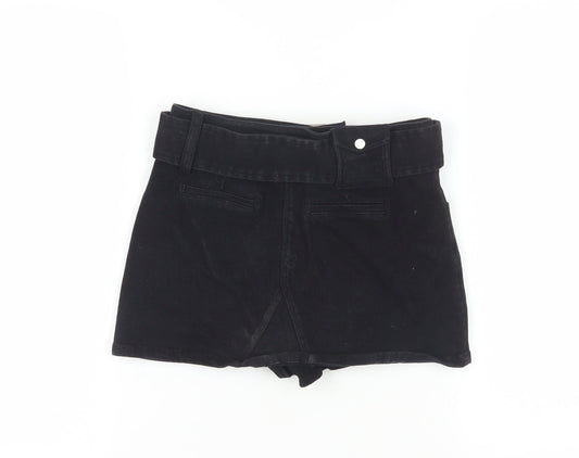 NOTAWEAR Women's Black Biker Shorts, Cotton, S, Belted