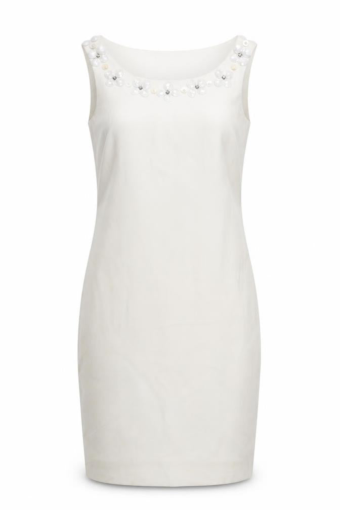 L.K. Bennett Women's Ivory Sequin Sheath Dress Size 6