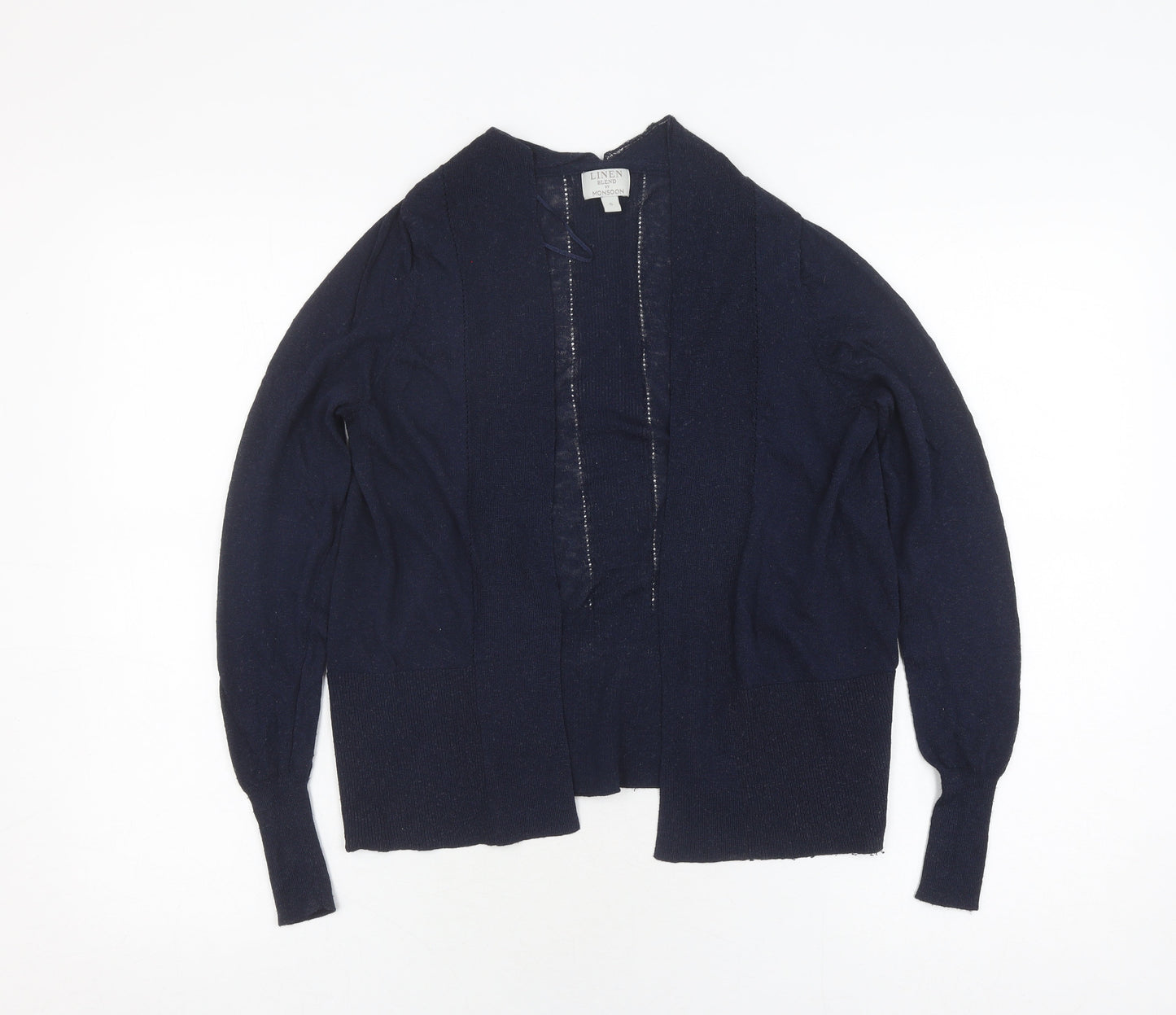 Monsoon Women's Blue Cardigan S, Linen Blend Knit
