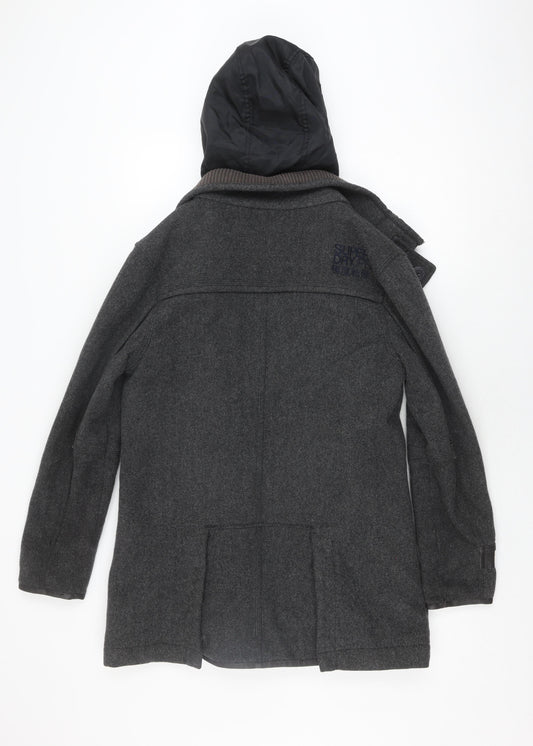 Superdry Men's Grey Bomber Jacket L Casual Hooded
