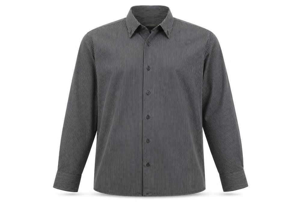 Primo Emporio Men's Grey Striped XL Button-Up Shirt