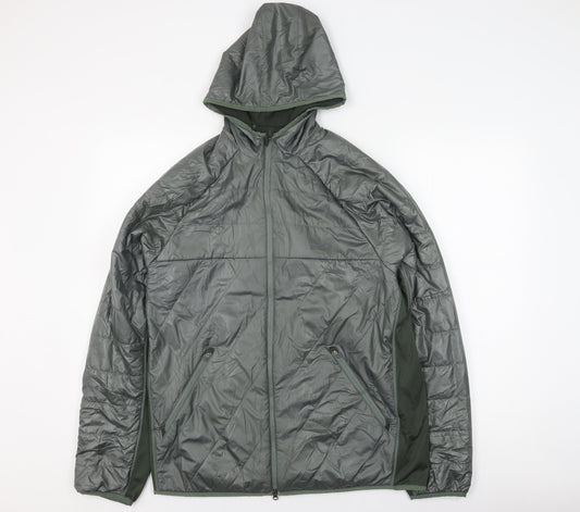 New Balance Men's Green M Puffer Jacket Hooded Autumn