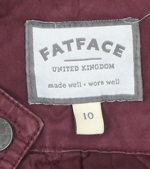 Fatface Women’s Red Parka Coat Size 10 Hooded & Lined